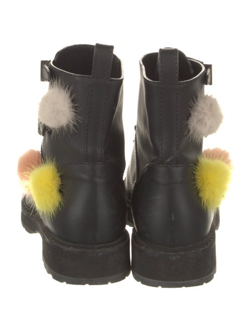 Fendi Leather Pom-Pom Embellishments Combat Boots