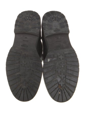 Fendi Leather Pom-Pom Embellishments Combat Boots