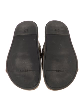 Fendi Zucca FF Logo Leather Slides