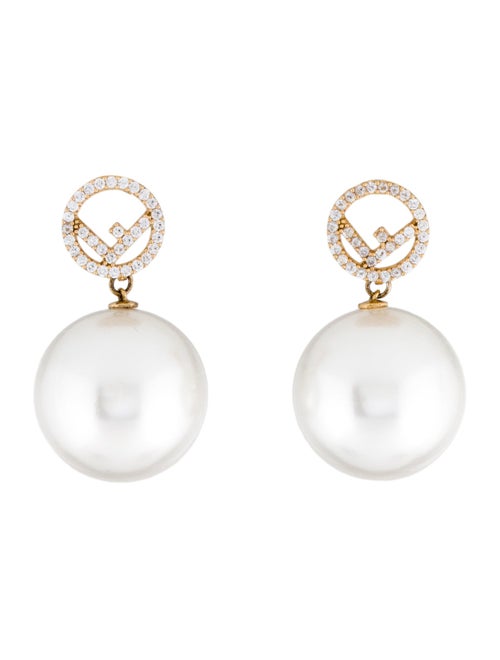 Fendi Faux Pearl & Crystal F is Fendi Drop Earrings