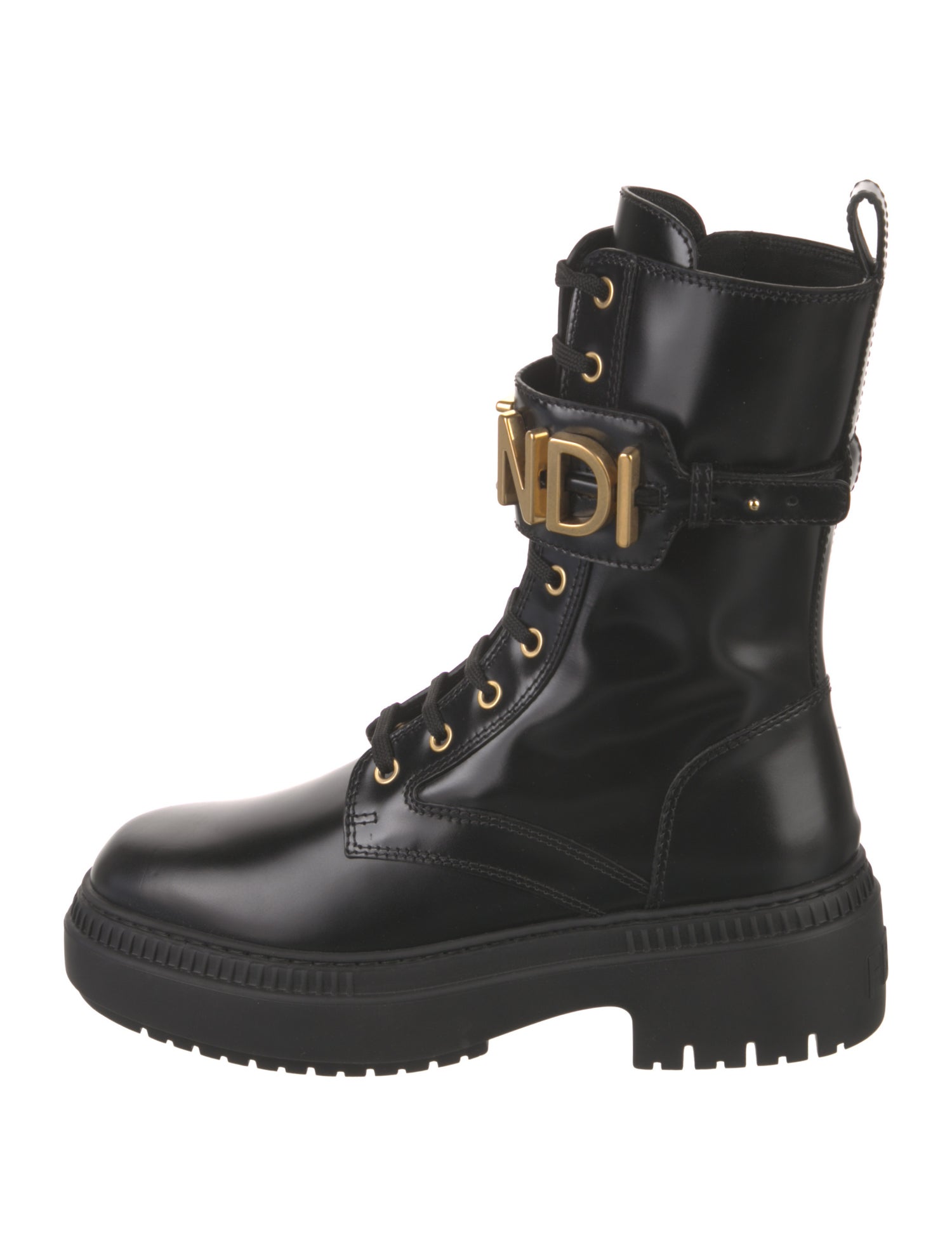 Fendi Patent Leather Combat Boots