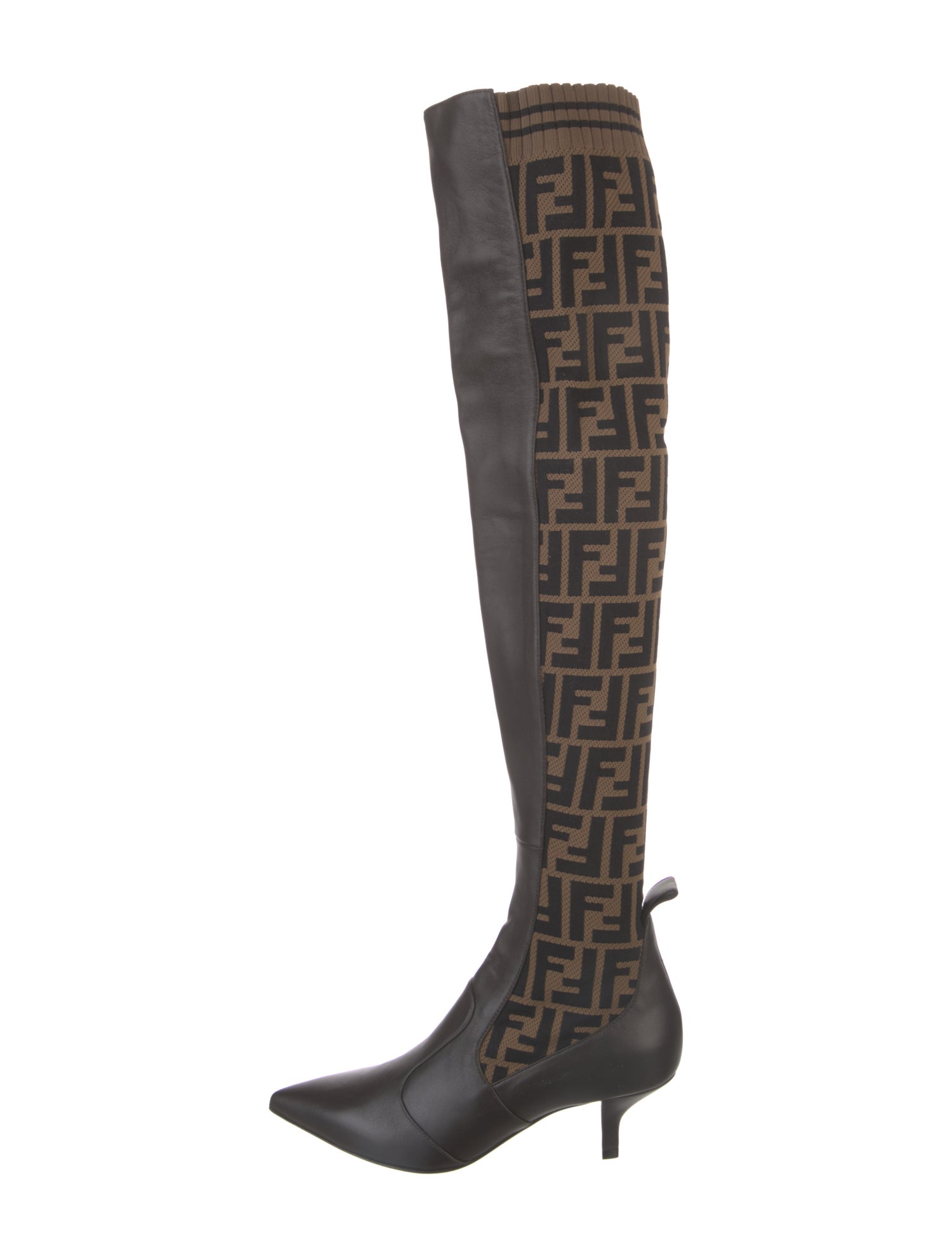 Fendi Zucca FF Logo Leather Sock Boots w/ Tags