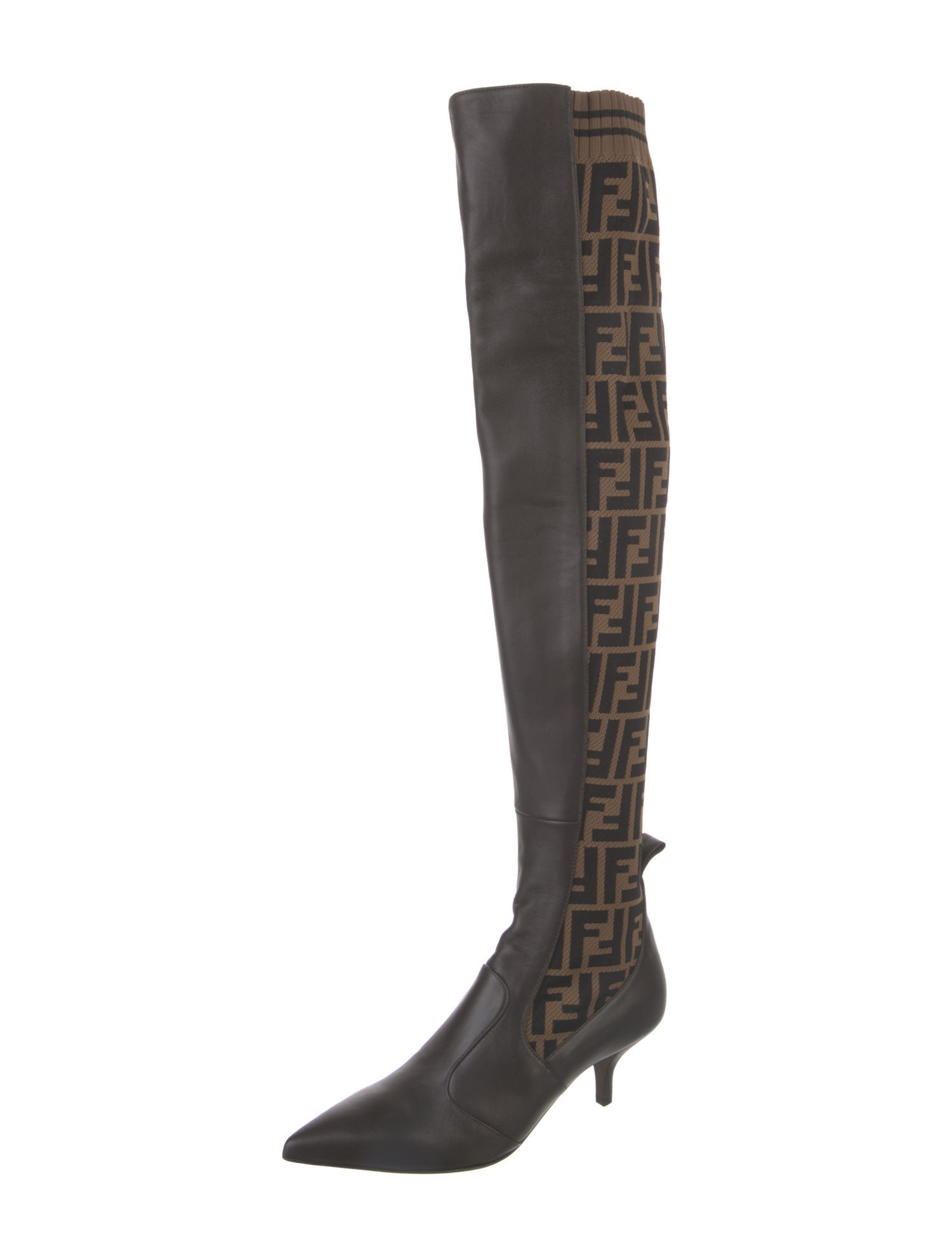 Fendi Zucca FF Logo Leather Sock Boots w/ Tags