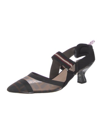 Fendi Zucca FF Logo Mesh Slingback Pumps