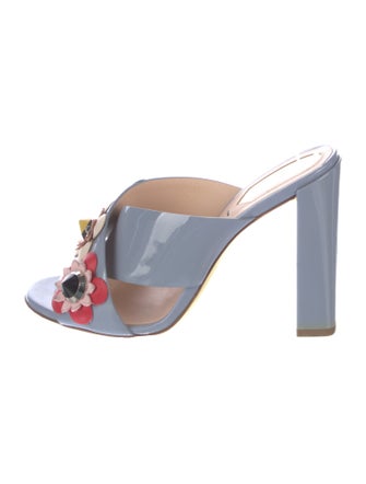 Fendi Patent Leather Studded Accents Slides