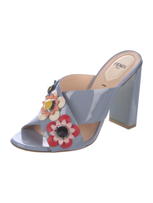 Fendi Patent Leather Studded Accents Slides