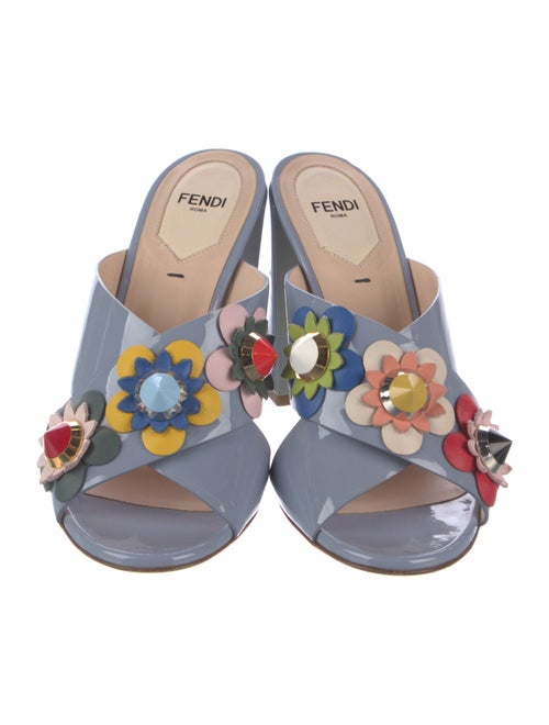 Fendi Patent Leather Studded Accents Slides