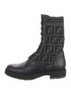 Fendi Zucca FF Logo Leather Combat Boots