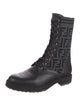 Fendi Zucca FF Logo Leather Combat Boots