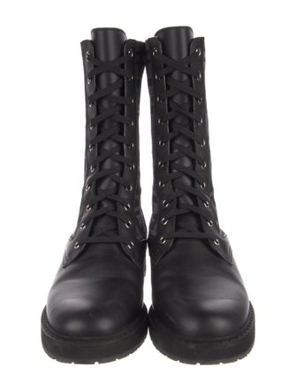 Fendi Zucca FF Logo Leather Combat Boots
