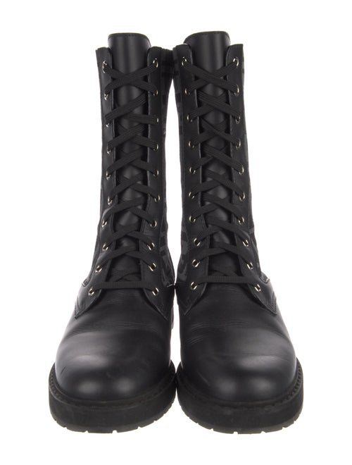 Fendi Zucca FF Logo Leather Combat Boots