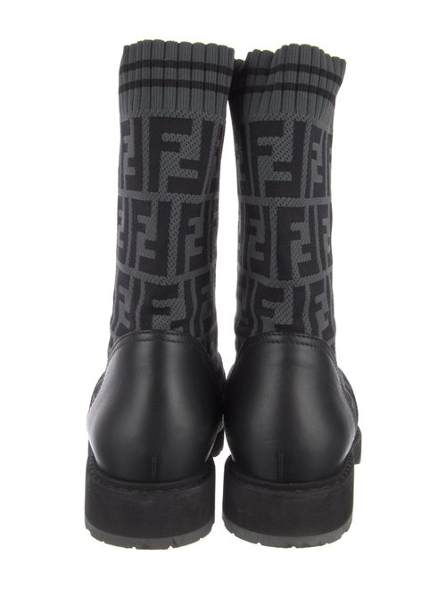 Fendi Zucca FF Logo Leather Combat Boots