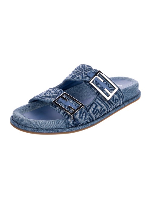 Fendi Zucca FF Logo Denim Slides
