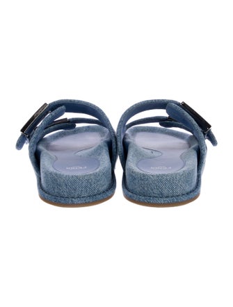 Fendi Zucca FF Logo Denim Slides