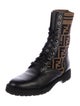 Fendi Zucca FF Logo Leather Combat Boots