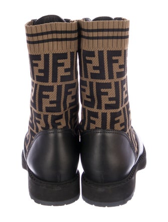 Fendi Zucca FF Logo Leather Combat Boots
