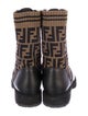 Fendi Zucca FF Logo Leather Combat Boots