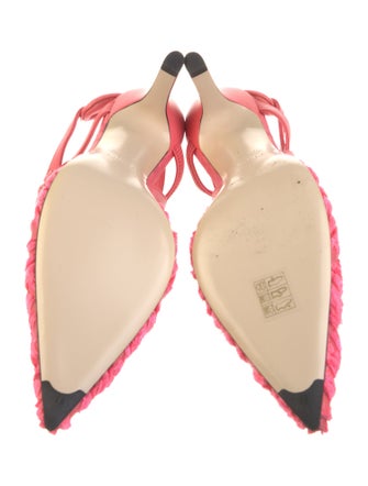 Fendi Mesh Leather Trim Embellishment Slingback Pumps