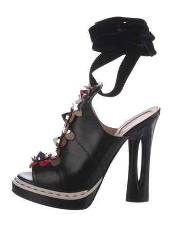 Fendi Leather Studded Accents Gladiator Sandals