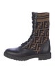 Fendi Zucca FF Logo Leather Combat Boots