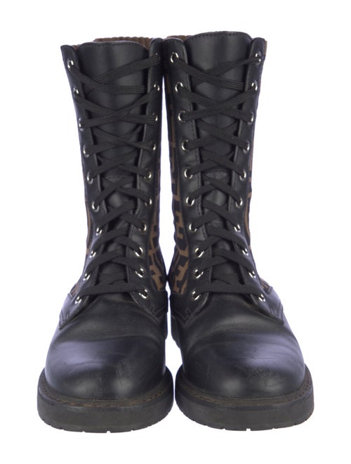 Fendi Zucca FF Logo Leather Combat Boots