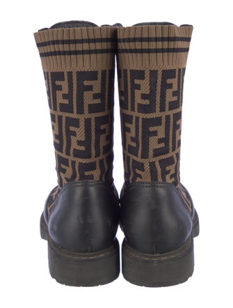 Fendi Zucca FF Logo Leather Combat Boots