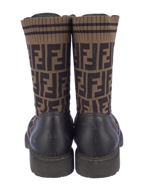 Fendi Zucca FF Logo Leather Combat Boots