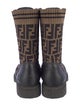 Fendi Zucca FF Logo Leather Combat Boots