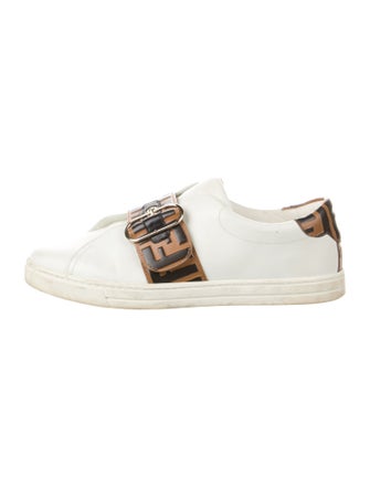 Fendi Pequin Pattern Leather Sneakers