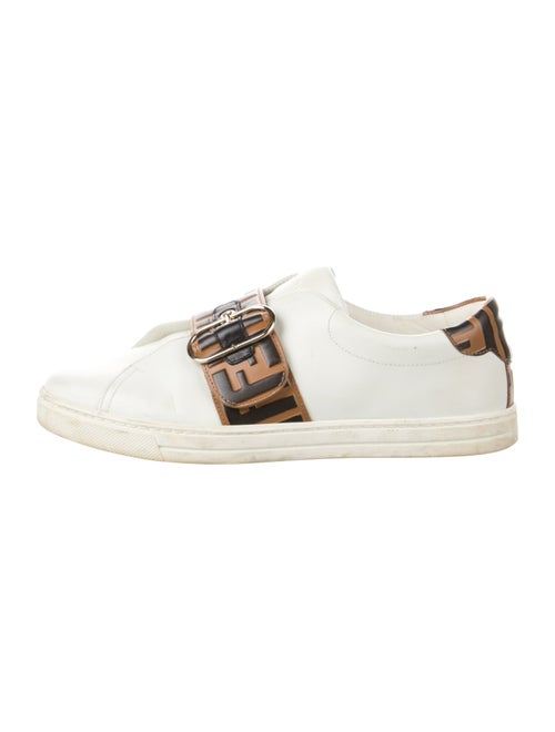 Fendi Pequin Pattern Leather Sneakers