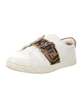 Fendi Pequin Pattern Leather Sneakers