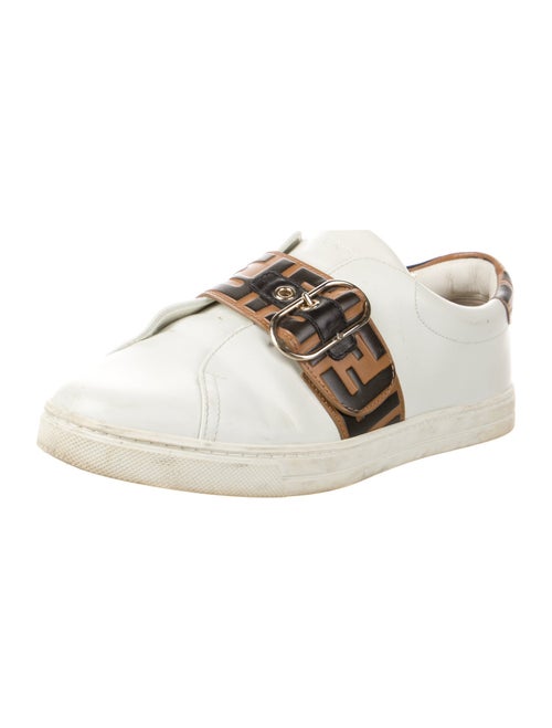 Fendi Pequin Pattern Leather Sneakers