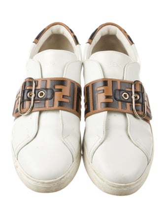 Fendi Pequin Pattern Leather Sneakers