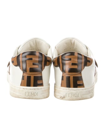 Fendi Pequin Pattern Leather Sneakers