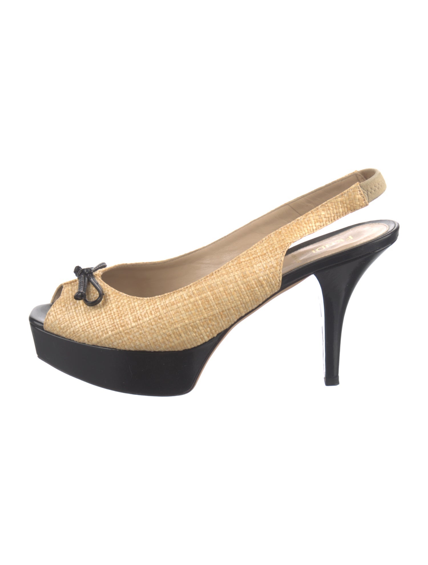 Fendi Zucca FF Logo Raffia Slingback Sandals