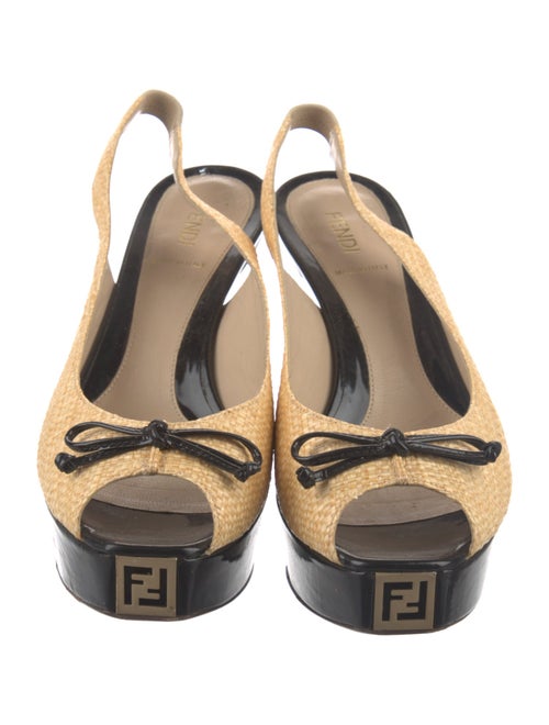 Fendi Zucca FF Logo Raffia Slingback Sandals