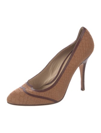 Fendi Zucca FF Logo Snakeskin Pumps