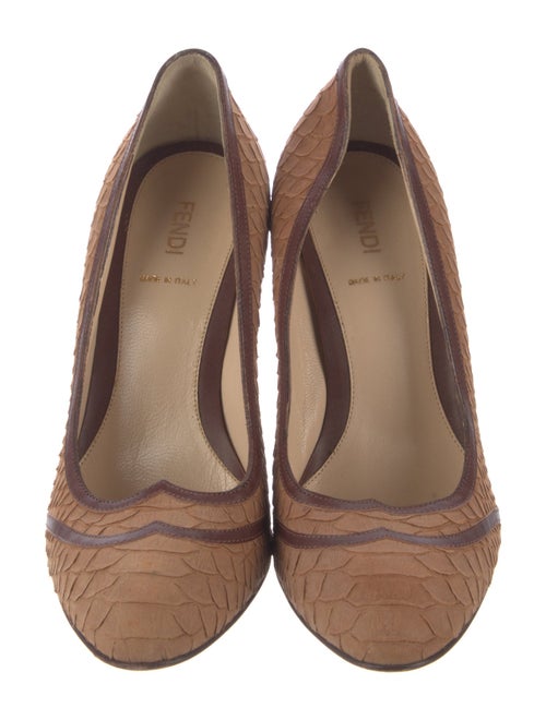 Fendi Zucca FF Logo Snakeskin Pumps