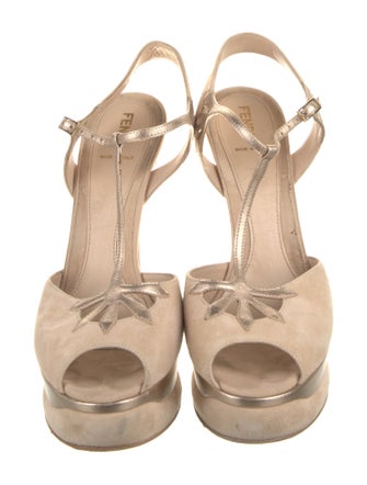 Fendi Suede T-Strap Sandals