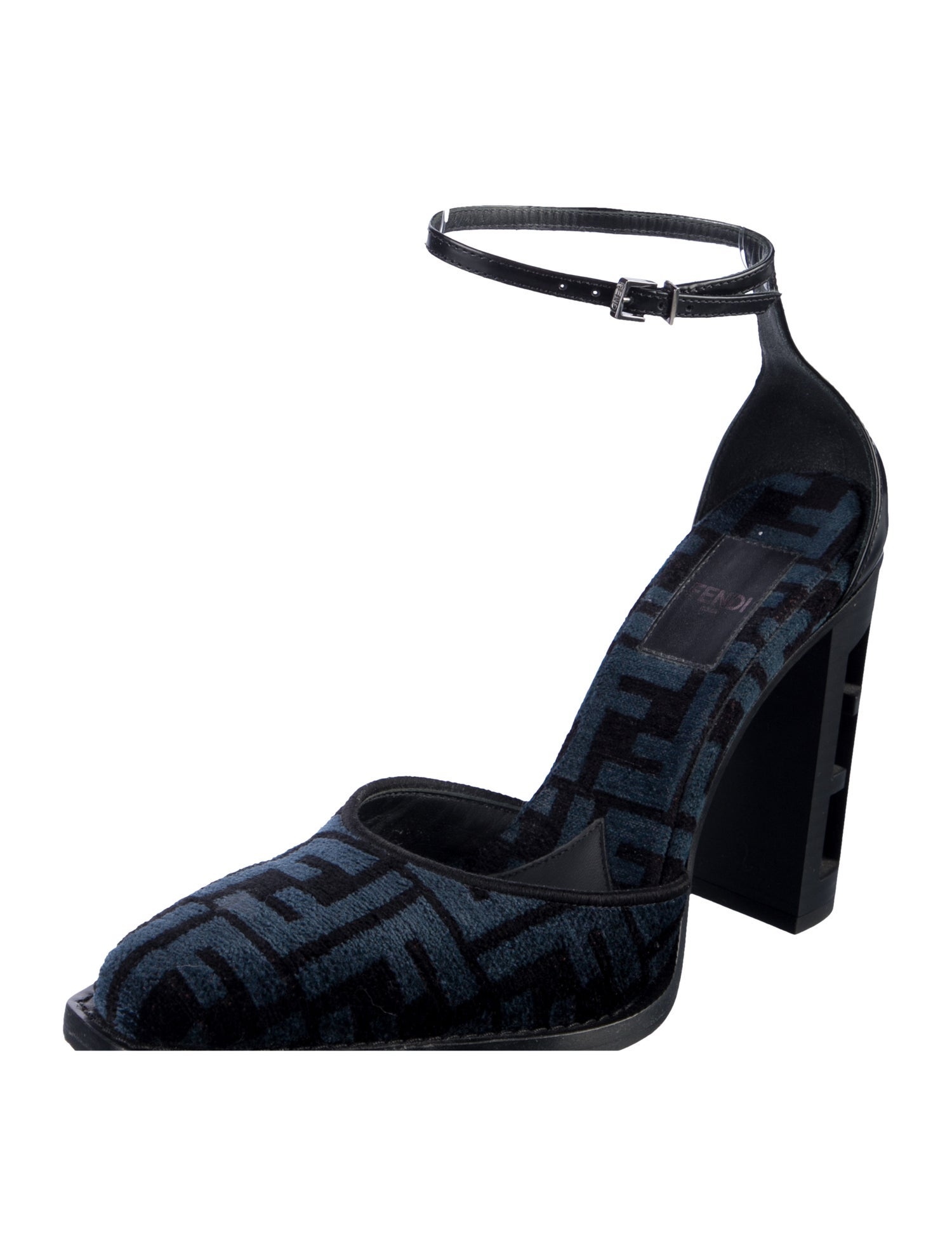 Fendi Zucca FF Logo Velvet D'Orsay Pumps