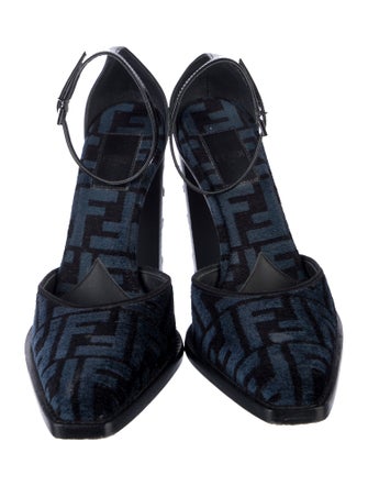 Fendi Zucca FF Logo Velvet D'Orsay Pumps