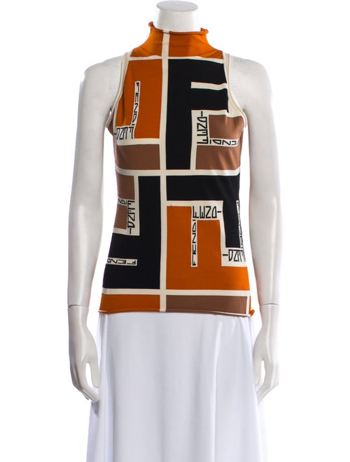 Fendi Printed Mock Neck Top