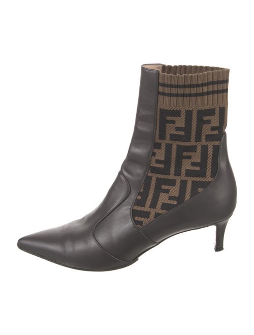 Fendi Zucca FF Logo Leather Sock Boots
