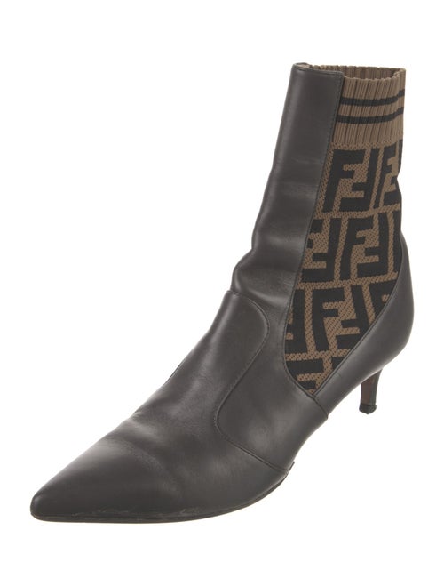 Fendi Zucca FF Logo Leather Sock Boots