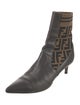 Fendi Zucca FF Logo Leather Sock Boots