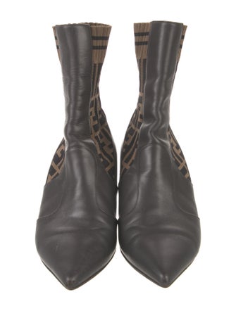 Fendi Zucca FF Logo Leather Sock Boots