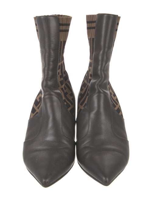 Fendi Zucca FF Logo Leather Sock Boots