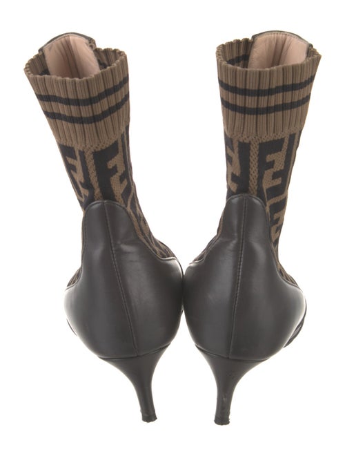 Fendi Zucca FF Logo Leather Sock Boots