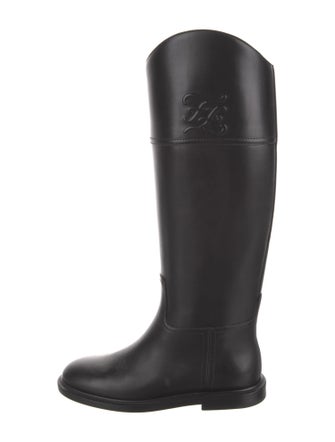 Fendi Karligraphy Accent Leather Rain Boots