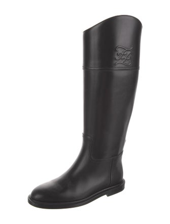 Fendi Karligraphy Accent Leather Rain Boots